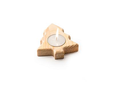 Свеча MAKA на деревянной подставке (Натуральный)