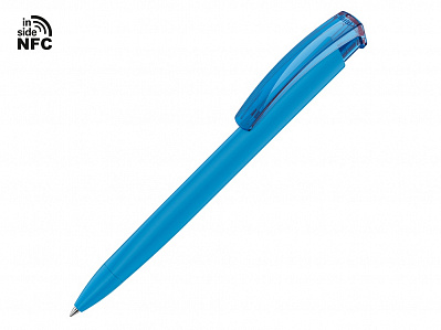 Ручка пластиковая шариковая трехгранная Trinity K transparent Gum soft-touch с чипом передачи информации NFC (Голубой)