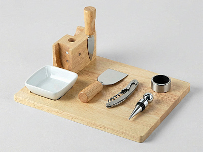 Набор для сыра и вина со съемной подставкой Save time (Натуральный, белый, серебристый)