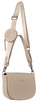 Сумка наплечная женская BUGATTI Almata, с кошельком, песочная, полиуретан, 27х6х18,5 см