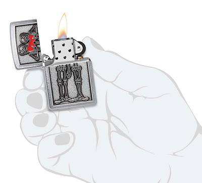 Зажигалка ZIPPO Couple Love с покрытием Brushed Chrome, латунь/сталь, серебристая, 36x13x57 мм