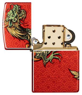 Зажигалка ZIPPO Dragon Design с покрытием 540 Tumbled Brass, латунь/сталь, разноцветная, 38x13x57 мм