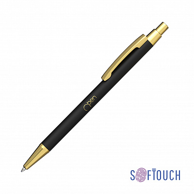 Ручка шариковая "Ray", покрытие soft touch  (Черный с золотом)