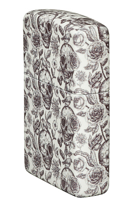 Зажигалка ZIPPO Skeleton с покрытием Glow in the Dark Green, латунь/сталь, серая, 38x13x57 мм