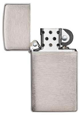 Зажигалка ZIPPO Slim® с покрытием Brushed Chrome, латунь/сталь, серебристая, матовая, 29x10x60 мм