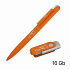 Набор ручка + флеш-карта 16 Гб в футляре, покрытие soft touch, оранжевый - Фото 2