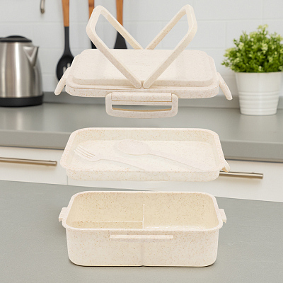 Ланчбокс (контейнер для еды) Inar из пшеничного волокна, бежевый.