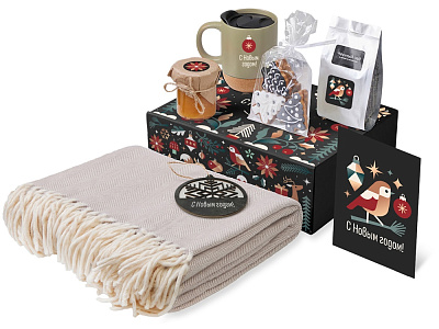 Подарочный набор Re:Nest с пледом, кружкой и вареньем (Оливковый)