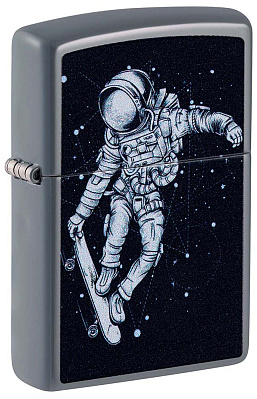 Зажигалка ZIPPO Skateboarding Astronaut с покрытием Flat Grey, латунь/сталь, серая, 38x13x57 мм (Серый)