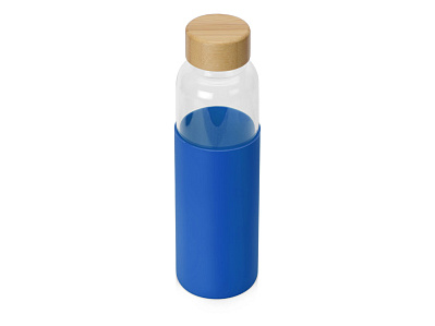Стеклянная бутылка для воды в силиконовом чехле Refine (Прозрачный, синий, натуральный)