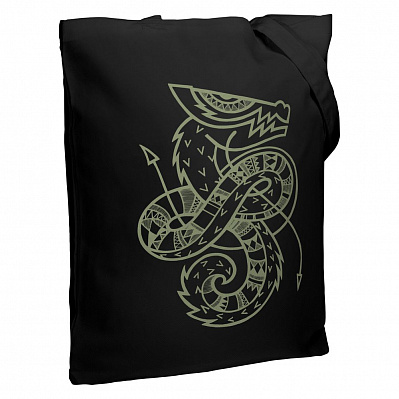 Холщовая сумка «Полинезийский дракон», черная (Черный)