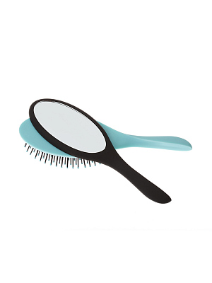 Щетка Dewal Beauty серия "Дуэт" с нейлоновым штифтом, овальная, голубая с черным