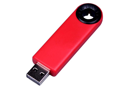 USB 2.0- флешка промо на 64 Гб прямоугольной формы, выдвижной механизм (Красный/черный)
