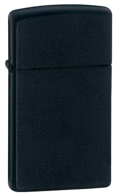 Зажигалка ZIPPO Slim® с покрытием Black Matte, латунь/сталь, чёрная, матовая, 29x10x60 мм (Черный)