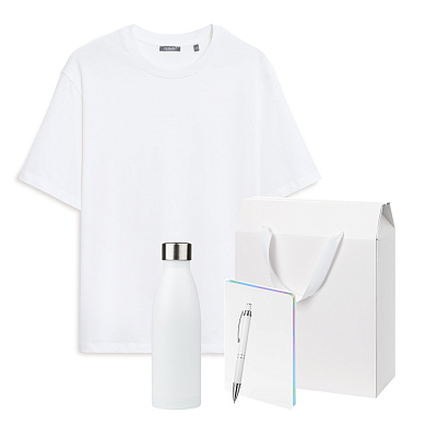 Набор с одеждой RUST (футболка, термобутылка, ежедневник, ручка), черный/белый, 3XL/4XL (Белый)