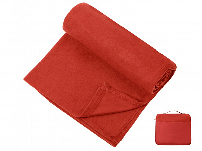 Плед для путешествий Flight в чехле с ручкой и карманом (Красный)
