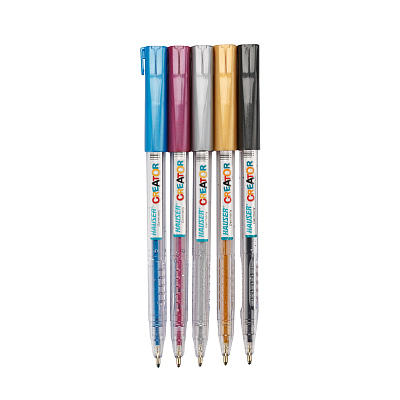 Набор: Гелевая ручка Hauser Creator Glitter Gel, чернила с блестками - 5шт, пакет