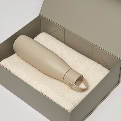 Подарочный набор Bosca, Forges, бежевый (термобутылка, шарф)