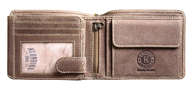 Бумажник KLONDIKE «Harry Bike», натуральная кожа в светло-коричневом цвете, 13 х 10 х 3 см