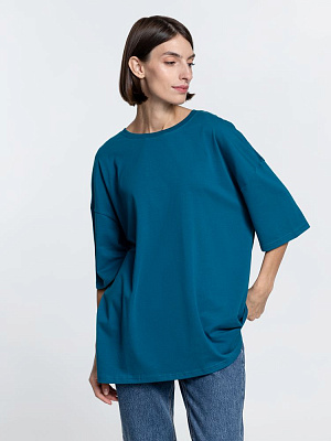 Футболка унисекс оверсайз Crosstown, черная (Бирюзовый)