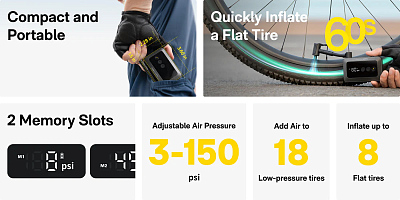 Портативный компрессор HOTO Air Pump Pocket