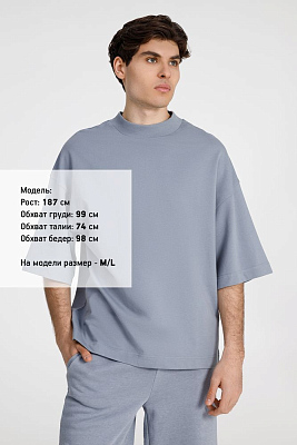 Футболка оверсайз унисекс T9, серая