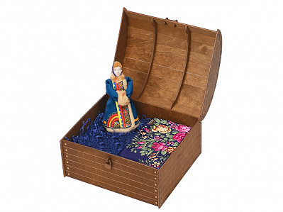 Подарочный набор Ксения: кукла, платок (Синий/разноцветный, коричневый)