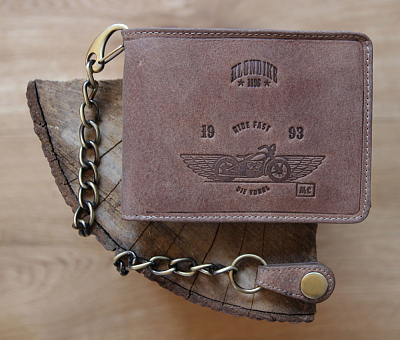 Бумажник KLONDIKE «Harry Bike», натуральная кожа в светло-коричневом цвете, 13 х 10 х 3 см