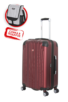 Чемодан WENGER Ridge, цвет бордовый,  АБС-пластик, 42х28х65 см , 60л + сумка (Бордовый)