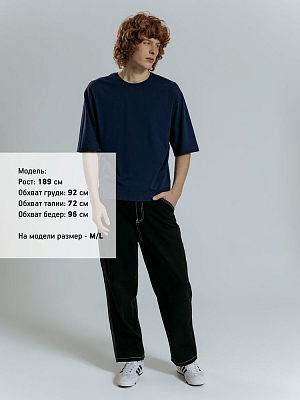 Футболка оверсайз унисекс Base Space, темно-синяя