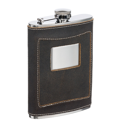 Фляга S.Quire 0,24 л сталь+натуральная кожа коричневая