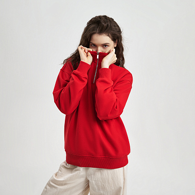 Толстовка на молнии унисекс FLOW, красная, размер XS/S