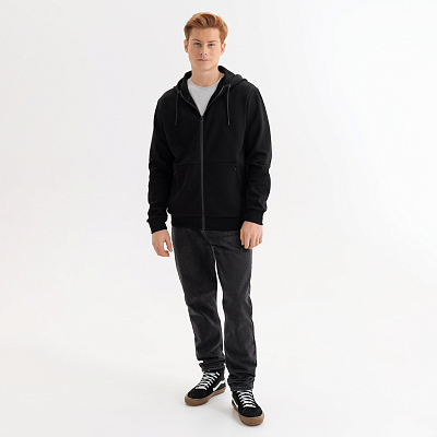 Толстовка на молнии с капюшоном MATEO черная, размер S/M