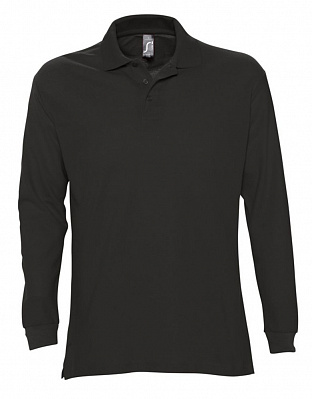 Рубашка поло мужская с длинным рукавом Star 170, черная (Черный)