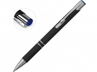 Ручка металлическая шариковая Legend Mirror Gum soft-touch (Черный/синий)