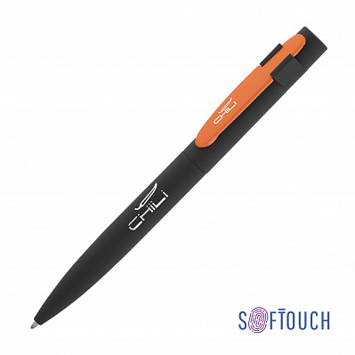 Ручка шариковая "Lip", покрытие soft touch  (Черный с оранжевым)
