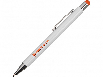 Ручка металлическая шариковая Flowery со стилусом (Белый/оранжевый)