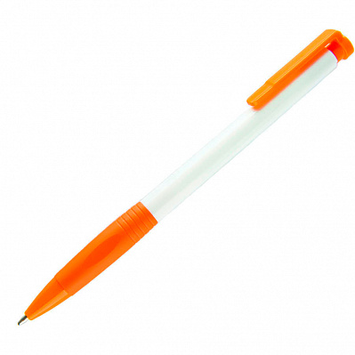 N13, ручка шариковая с грипом, пластик  (Белый, оранжевый)
