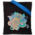 Холщовая сумка «Узор», черная с ярко-синими ручками - Фото 1
