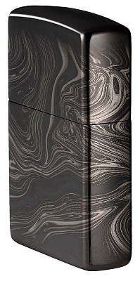 Зажигалка ZIPPO Marble Pattern с покрытием High Polish Black, латунь/сталь, чёрная, 38x13x57 мм