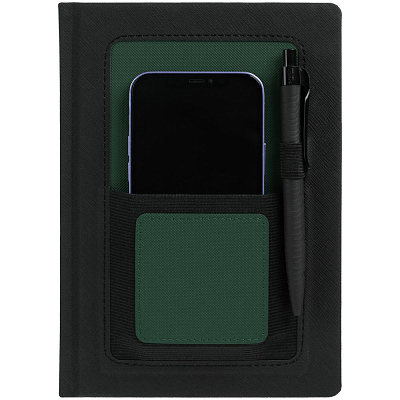 Ежедневник Mobile на заказ, недатированный, черно-зеленый