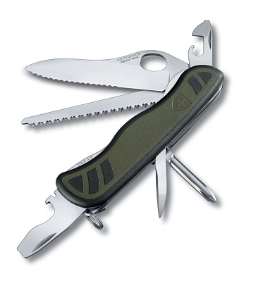 Нож перочинный VICTORINOX Swiss Soldier's Knife 08 111 мм 10 функций зелёный с чёрными вставками