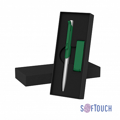 Набор ручка "Skil" + флеш-карта "Case" 8 Гб в футляре, покрытие soft touch  (Темно-зеленый)