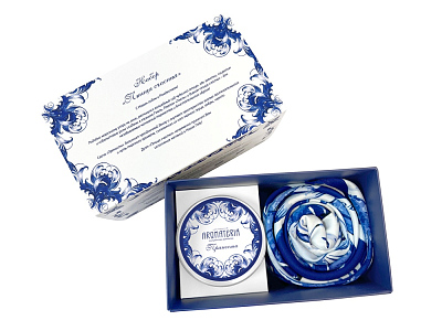 Набор: платок Арабески и свеча Загадка Востока (Синий)