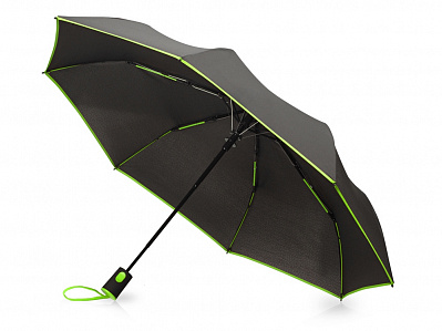 Зонт складной Motley с цветными спицами (Черный/зеленое яблоко)