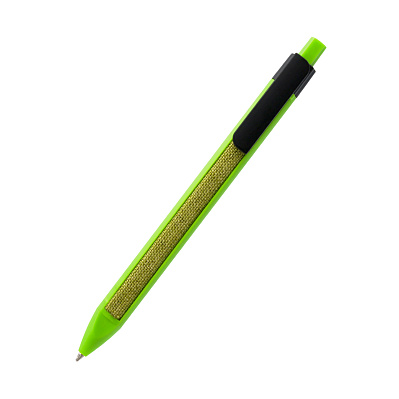 Ручка пластиковая с текстильной вставкой Kan, зеленая (Зеленый)