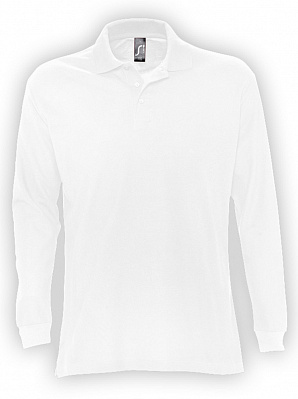 Рубашка поло мужская с длинным рукавом Star 170, белая (Белый)