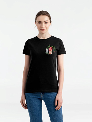 Футболка женская «Цветочная азбука Н», черная (Чёрный)