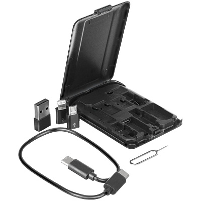 Органайзер с беспроводной зарядкой и набором адаптеров Octopod, черный (Чёрный)