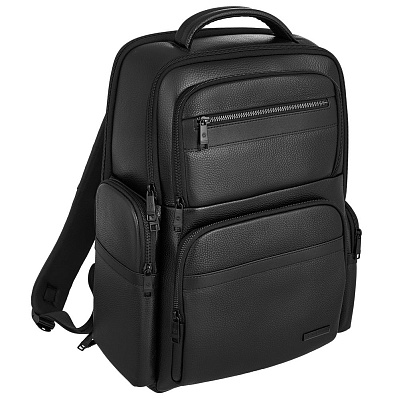 Кожаный рюкзак для ноутбука Santiago  (Черный)